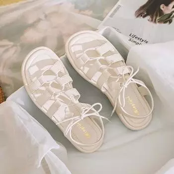 Fashion 2024 New Shoes for Women Sandals Summer Retro Gladiator Slippers Ladies Casual Flat Casual Shoes 35 коричневый