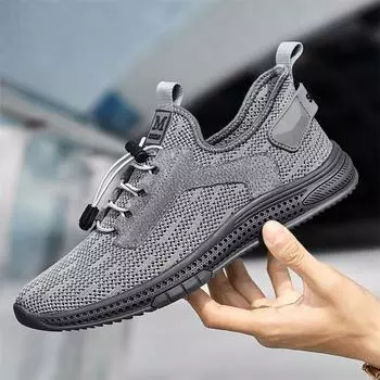 Fashion 2024 New Shoes Men Loafers Light Walking Breathable Summer Comfortable Casual Shoes Men Sneakers Zapatillas Hombre 38 бежевый