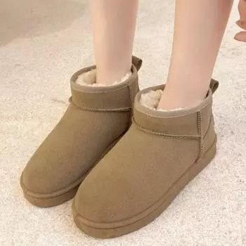 fashion 2024 NEW Snow Boots Women s Short Tube Thickened Cotton Shoes Non-slip Winter New Shoes Student Women s Shoes Black Boots 36 чёрный