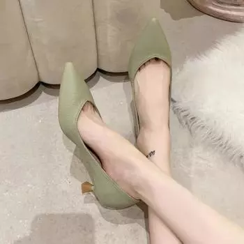 Мода 2024 года, новые весенне-осенние рабочие туфли черного цвета на низком каблуке, женские универсальные туфли во французском стиле с острым носком, женские 35 чёрный