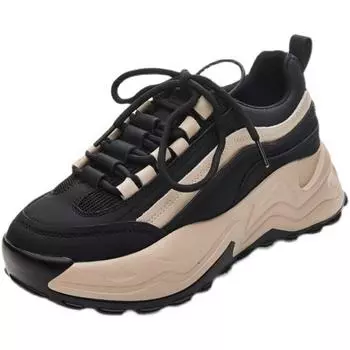 Fashion 2024 new spring autumn Zapatos deportivos informales gruesas con plataforma con cordones moda transpirables novedad Zapatillas 35 бежевый