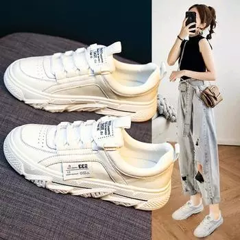 Fashion 2024 New Spring Women Casual Shoes Genuine Leather Hot Sale Comfortable White Flat Shoes Girl Leisure Sneakers 35 белый