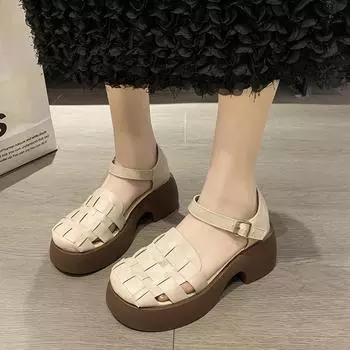 мода 2024 года новые летние туфли женские пляжные сандалии на шнуровке туфли на плоской подошве в стиле гладиаторов женские сандалии 35 бежевый