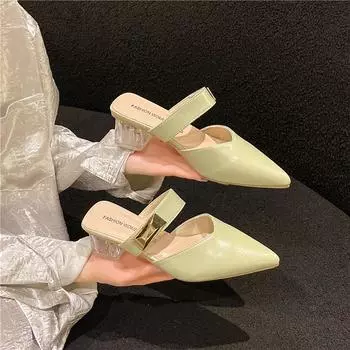 Мода 2024 года, новый летний стиль Baotou, модные тапочки с толстым каблуком и воздушным охлаждением, сандалии в стиле феи, подходящие к юбке 35 бежевый