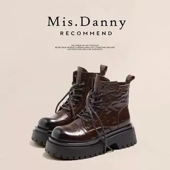 Fashion 2024 New Warm Boots Women Winter Short Plush Fur Ankle Snow Boots Front Lacing Square Heel Middle Follow Women s Fashion Boots 35 чёрный