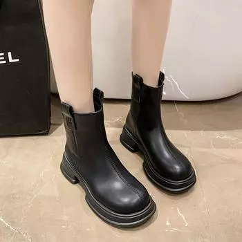 fashion 2024 New Winter Fashion Women s Casual Warm Solid Color Versatile Ankle Boots 35 бежевый
