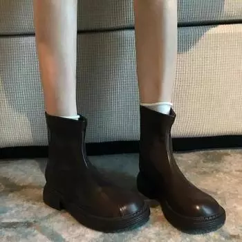 Fashion 2024 New Winter Fashion Women s Thick-soled Warm Solid Color Short Boots 35 чёрный