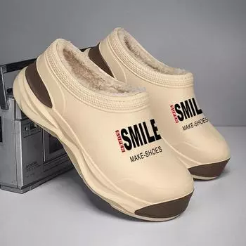 Мода 2024 НОВАЯ зимняя мужская повседневная хлопковая обувь водонепроницаемая теплая обувь из ЭВА без застежек противоскользящая износостойкая обувь для сада для мужчин 36-37 чёрный