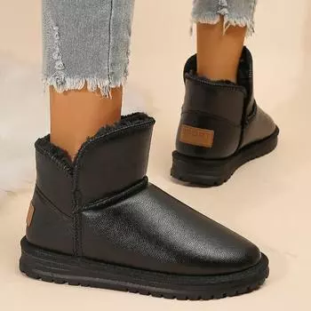 fashion 2024 New Winter Women s Fashion Trend Non-slip Warm Solid Color Short Boots 36 чёрный