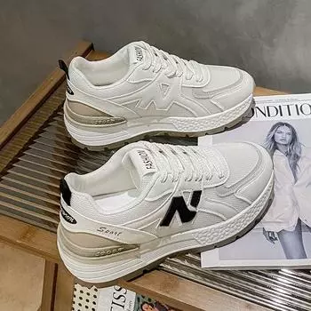 мода 2024 новые Женские Повседневные Туфли Модные Дышащие Сетчатые Кроссовки на Плоской Подошве для Ходьбы 35 чёрный