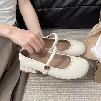 Fashion 2024 New Women Flats Fashion Round Toe Shallow Mary Jane Shoes Soft Casual Ballet Shoes Low Heel Single Shoes Zapatos De Mujer 35 коричневый