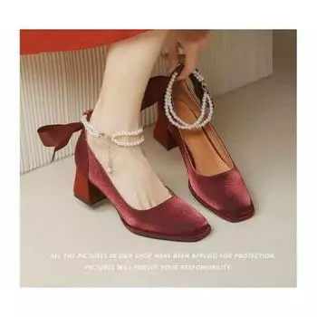 Fashion 2024 New Women High Heels Mary Jane Comfort Shoes Party Wedding White Red Ruffles Bow Princess Lolita Pumps Size 34-40 34 красный