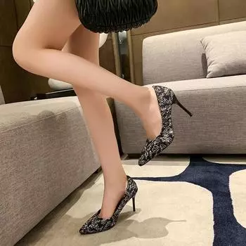 Мода 2024 Новые женские туфли на высоком каблуке желто-бордовые туфли-лодочки больших размеров для стриптиза замшевые туфли для выпускного вечера 34