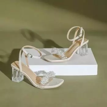 Мода 2024 года, новые женские босоножки, летние босоножки на высоком каблуке с кристаллами, универсальные босоножки, женская обувь, ремешок на щиколотке, прозрачные босоножки на каблуке с пряжкой 36