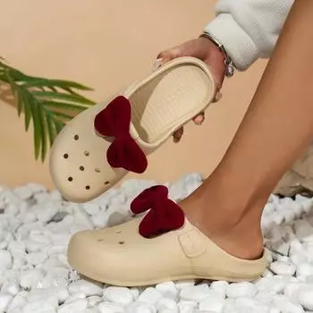 fashion 2024 New Women s Shoes Butterfly-knot Women s Slippers Fashion Closed Toe Beach Slippers Women Summer Light Flat Slippers 36-37 чёрный