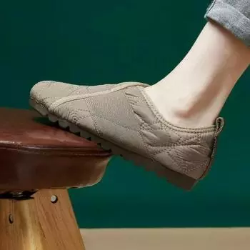 Fashion 2024 New Women s Shoes One Kick Women s Flats Winter Round Toe Plush Fleece for Warmth Solid Flat Casual Comfortable Loafers 35 хаки