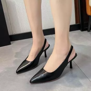 fashion 2024 New Women s Shoes Pointed Toe Shallow Pink Shoes Low Heel Back Strappy Shoes Women 35