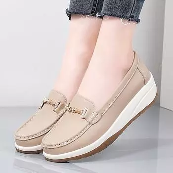 Fashion 2024 New Women s Versatile Single Shoes Lightweight Thick Bottom Anti Slip Fashion Lazy Casual Loafers Leisure Sneaker for Women 35 хаки