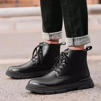 Fashion 2024 Outdoor Boots Genuine Leather Men s Outdoor Genuine Black Work Boots Couple Same Cowhide Motorcycle Boots for Men and Women 36 вино красного