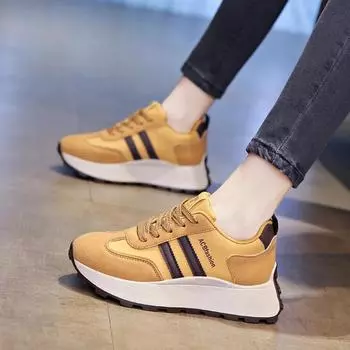 Fashion 2024 Outdoor Shoes Female PU Women s Vulcanize Shoes Platform Women Sneakers Mixed Colors Round Toe Lace Up Women s Casual Shoes 35 хаки