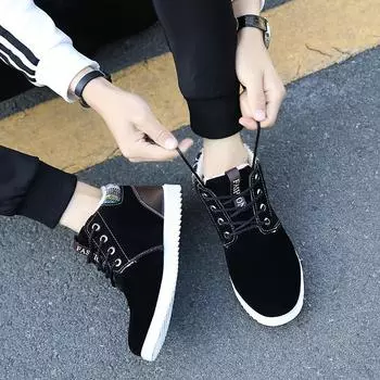 Fashion 2024 Popular Male footwear antumn winter fashion Casual Shoes for Men adults comfortable senior suede black male sneakers 6.5 чёрный