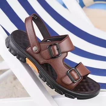 Fashion 2024 Sandals Men s Summer Beach Shoes Open toe Beach Slippers Non-slip Men s Sandal Mens Shoes Outdoor Slippers 38 коричневый