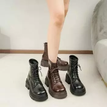 Fashion 2024 Silver Leather Winter Short Boots Thick Sole Square Heel Ankle Boots Side Zipper Frenum Brown Matte Women s/Men Shoes 35-43 35 чёрный