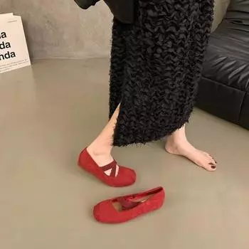 fashion 2024 Soft Ballerinas Woman Summer Shoes Ladies Elegant Female Footwear Ballet Cross Comfortable New Dress Flat Shoes 35 чёрный