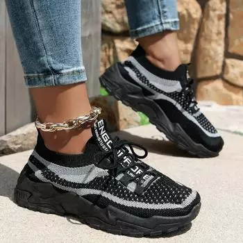 Мода 2024 Весна и Осень Высококачественная женская обувь Модная круглая носовая цветная низкая женская спортивная обувь на шнуровке 36 чёрный