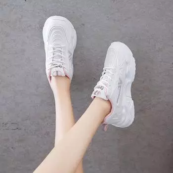 Fashion 2024 Spring and Autumn New Style Mesh Fashionable Breathable Trendy Soft Soled Sports Shoes Casual Shoes 36 серый