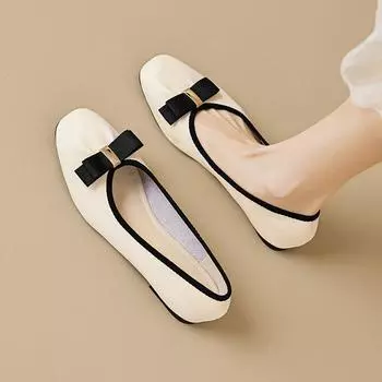 fashion 2024 spring and autumn women s shoes Korean style work and party wear Ladies casual flats mary jane boat shoes Large size 41-43 35 чёрный