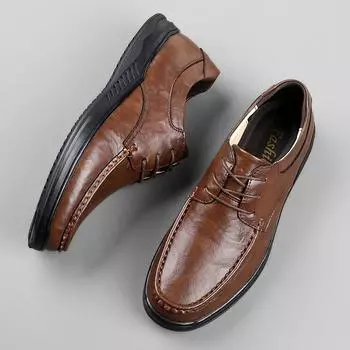 Fashion 2024 Spring Autumn Hot Selling Retro Brown Men s Oxford Shoes Office Business Shoes Men s Outdoor Driving Shoes Free Delivery 37 коричневый