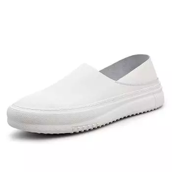Fashion 2024 Spring Autumn Leather Loafers Male Fashion Casual New Designer Shoes for Men Solid Color Dual-use High Quality Mens Shoes 38 белый