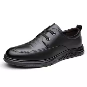 Fashion 2024 Spring Autumn New Designer Loafers Men Invisible Elevation Soft Leather Black Shoes Male Fashion Casual Men s Shoes 38 чёрный