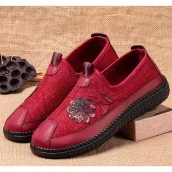 Fashion 2024 Spring Autumn Women s Soft Bottom Casual Shoes Fashion Lightweight Flat Bottom Shoes Breathable Non-slip Sneakers for Women 35 вино красного