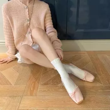 Fashion 2024 Spring Bowtie Ballet Shoes Fashion Shallow Slip on Women Flat Loafers Shoes Ladies Casual Outdoor Ballerina Shoe Mocasines Size 35(foot 22.5cm) серый