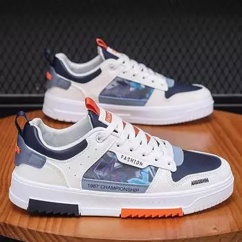 fashion 2024 Spring New Men s Casual Shoes Fashion Lightweight Breathable Sneakers Street Skateboard Shoes Mountaineering Platform Shoes 39 синий