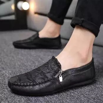Fashion 2024 Spring new men s loafers shoes microfiber casual Non-slip outdoor shoes man sneakers 6.5 коричневый