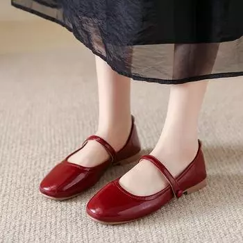 Fashion 2024 Spring New Women Black Flat Shoes Fashion Red Ladies Casual Dress Mary Jane Shoes Soft Sole Round Toe Outdoor Ballerina 35 бежевый