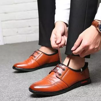Fashion 2024 spring shoes business casual breathable lace round men shoes men casual natural leather loafers mens leather shoes uik90 6