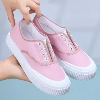 Fashion 2024 Spring/Summer New Canvas Women s Shoes Candy Color Breathable Upper Soft Sole Canvas Shoes 35-40 35 розовый