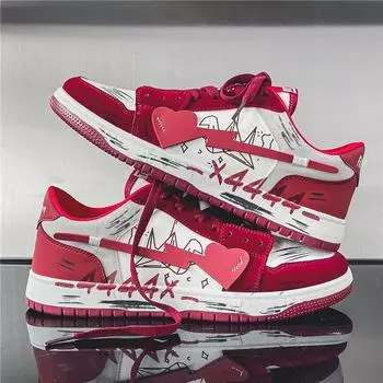 Fashion 2024 Spring Summer Trendy Red Men Casual Sneakers Lace-up Men s Designer Shoes Lightweight Male Flat Shoes Zapatillas Hombre 39