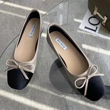 Fashion 2024 Spring Velour Shoes Woman Classic Bowtie Flats Mixed Color Mary Janes OL Ladies Ballerinas Shallow Slip On Mocasines Mujer 5 хаки