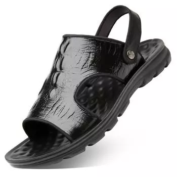 Мода 2024 года, лето, крокодиловый узор, мужские сандалии, дизайнерские новые нескользящие мужские туфли для отдыха на пляже, повседневные мужские тапочки 38