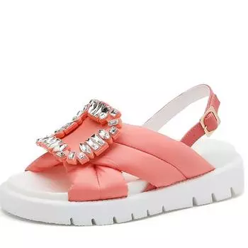 fashion 2024 Summer Elegant Woman Shoes With Thick Platform Female Sandals Cross-tied Round Toe Breathable Casual Sexy Ladies Footwear 34