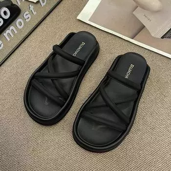 Мода 2024 Лето Плоские Сандалии Женские Тапочки Женские Спортивные Туфли Премиум Удобный Стиль 35 бежевый