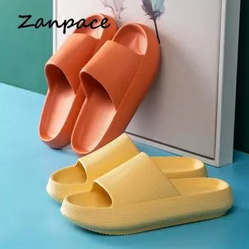 Fashion 2024 Summer Home Slippers Ladies/men s Indoor Bathroom Slipper Soft EVA Anti-slip Thick Bottom Slippers Women Home Floor Shoes 36-37 розовый