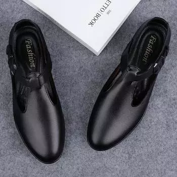 Мода 2024 Лето Лидер продаж Мужская обувь из натуральной кожи Выдолбленные уличные сандалии Мужская обувь с низким верхом Легкая дышащая обувь 37 коричневый