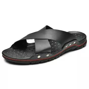 Fashion 2024 Summer men s sandals Waterproof non-slip leather sandals Soft-soled slippers Breathable casual beach men s shoes 39