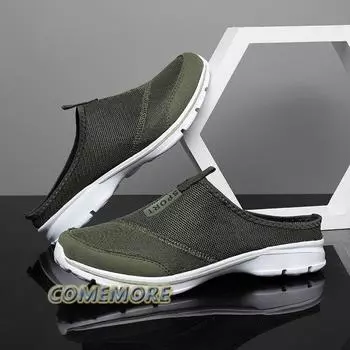 Fashion 2024 Summer Mesh Men Home Slippers Light Casual Shoes for Men Flip Flops Soft Comfort Breathable Couple House Slippers Plus Size 48 розовый